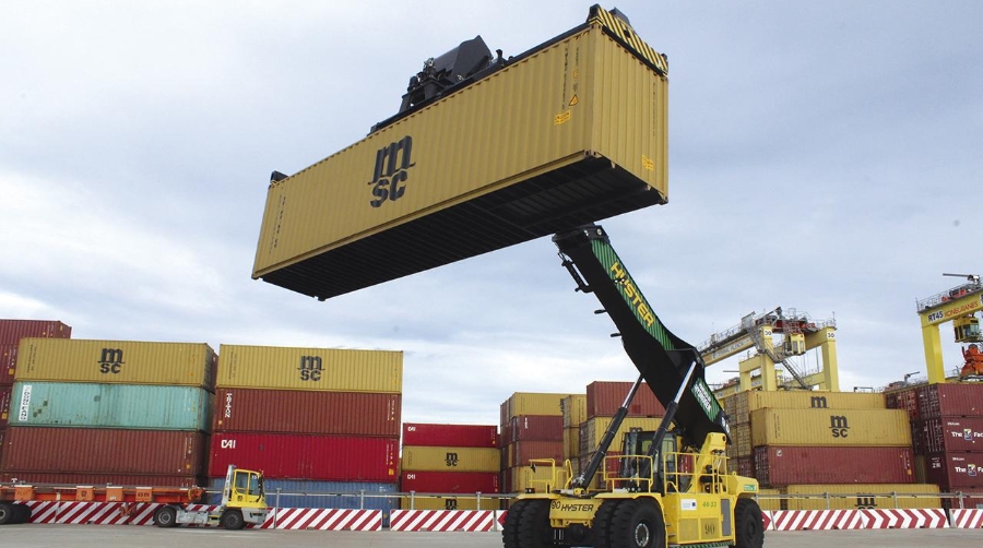 Imagen de la reach staker que será probada en MSC Terminal Valencia. Foto: J.C.P.