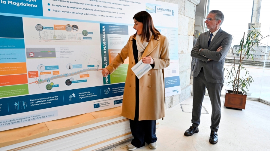 La alcaldesa de Santander, Gema Igual, ha asistido al comienzo de los trabajos acompañada por el presidente de la Autoridad Portuaria de Santander, César Díaz.