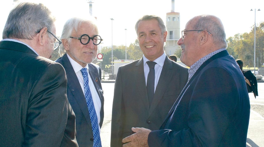 Josep Sànchez-Llibre, presidente de Foment del Treball, Diego Lorente, secretario general de AVE, y Manel Nadal, secretario de Movilidad e Infraestructuras de la Generalitat de Catalunya. Foto M.V.