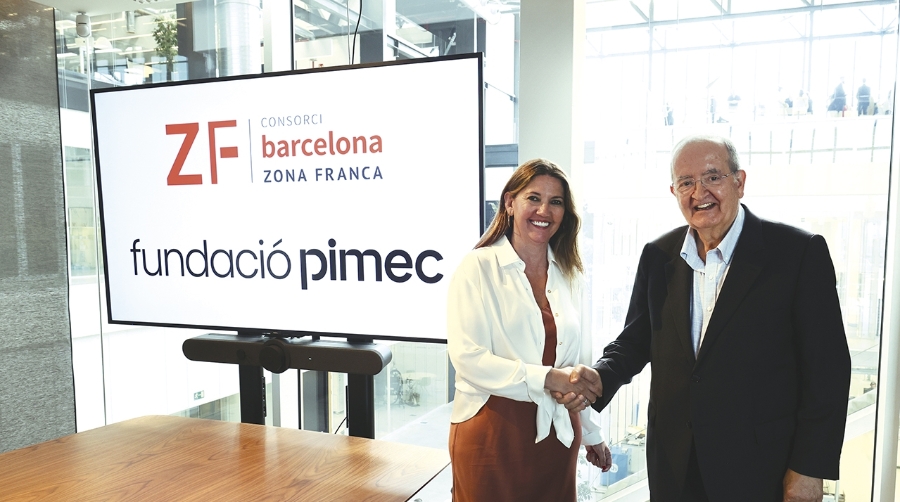 Blanca Sorigué, directora general del CZFB; y Josep González, presidente de la Fundación Pimec.