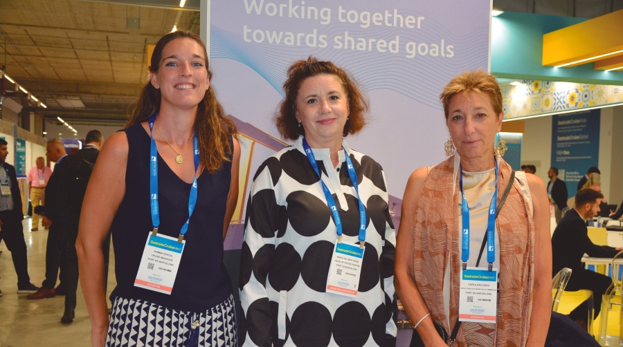 Gemma Gracia (Cruise Manager), Mar Pérez (Head of Cruise Division) Y Carla Salvadó (subdirectora General de Marketing y Comercial del Port de Barcelona). Foto J.C.P.
