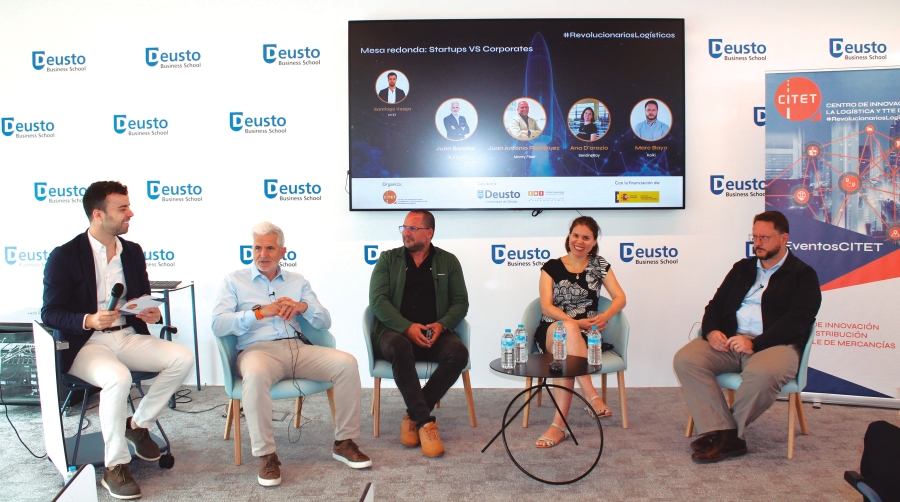 De izquierda a derecha: Santiago Vesga, director de Proyectos de CITET; Juan Sandes, de GLS Spain; Juan Antonio Rodríguez, de Monty Fleet; Ana D’orazio, de SendingBay; y Marc Bayo, de Kaiki. Foto M.C.