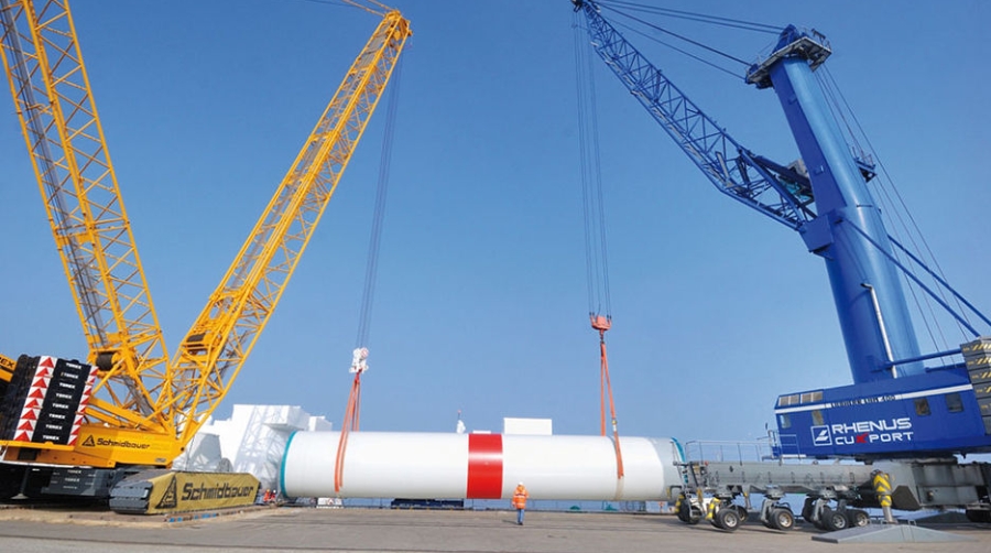 Rhenus gestiona a trav&eacute;s de Cuxport el traslado de 22 secciones de torres e&oacute;licas para un parque marino