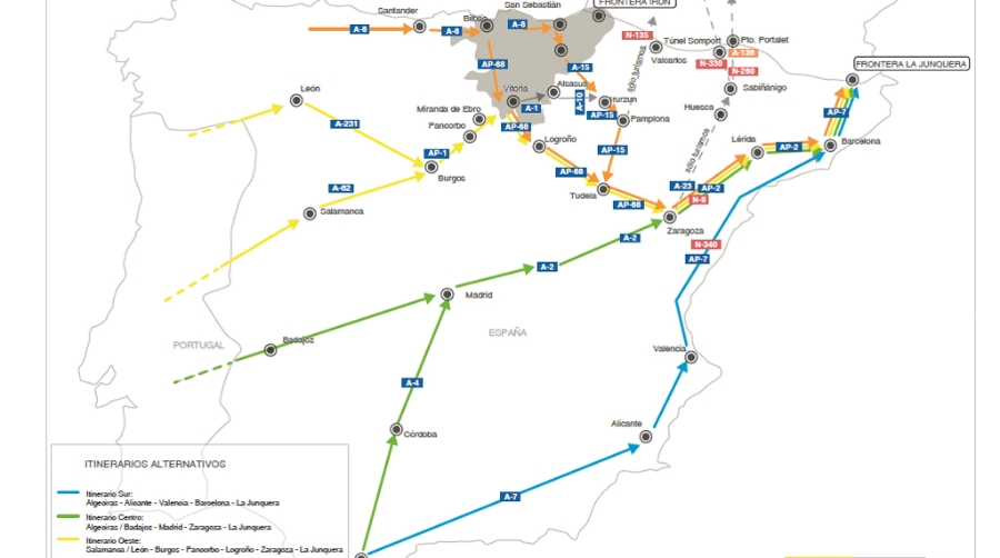 La DGT pide a los camiones evitar el paso fronterizo del Pa&iacute;s Vasco durante la cumbre del G7&nbsp;