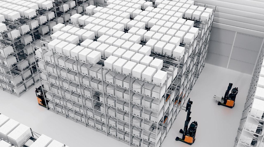 El conjunto ofrece una densidad de almacenaje sin pasillos de hasta un 80% más que las estanterías selectivas.