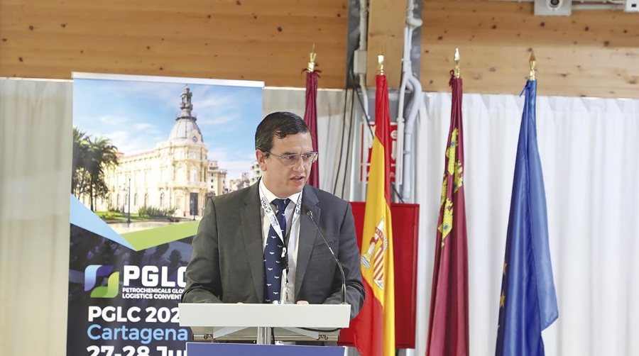 El director general de la Autoridad Portuaria de Cartagena (APC), José María Gómez durante su intervención en el PGLC.