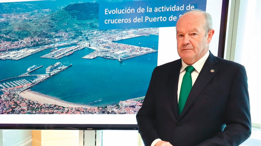 Ricardo Barkala hizo el anuncio de su decisión en la rueda de prensa en la rueda de prensa de “Balance de actividad de cruceros en el Puerto de Bilbao” celebrada ayer. Foto J.P.