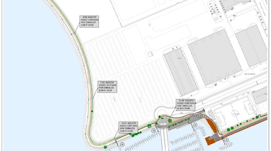 La AP de Vigo informa de cortes peatonales por las obras en el paseo de Bouzas