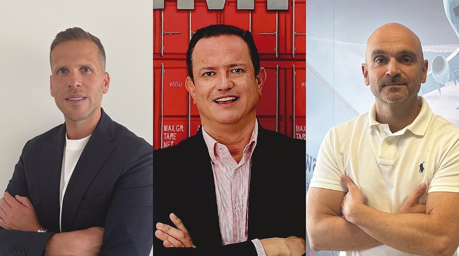 David Soto, director general de Mimpo Global Logistics en España; Carlos Delfín, CEO global de Mimpo Global Logistics, y Jordi Esteve, CEO de Iberoforwarders.