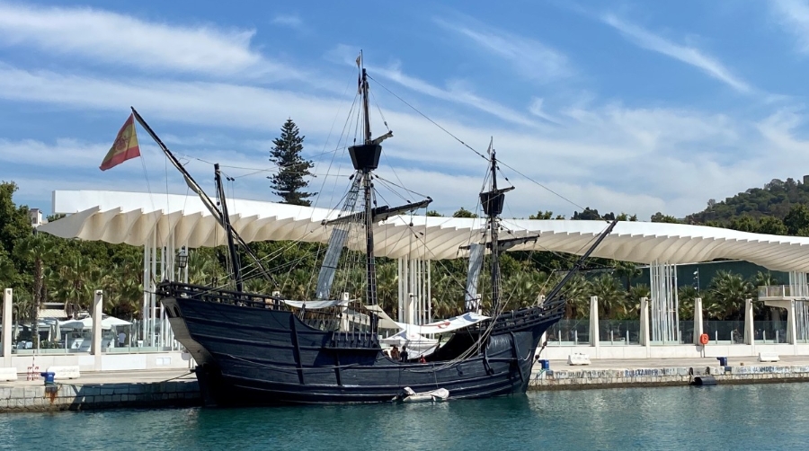 Nao Victoria en el muelle 2 del Puerto de M&aacute;laga.
