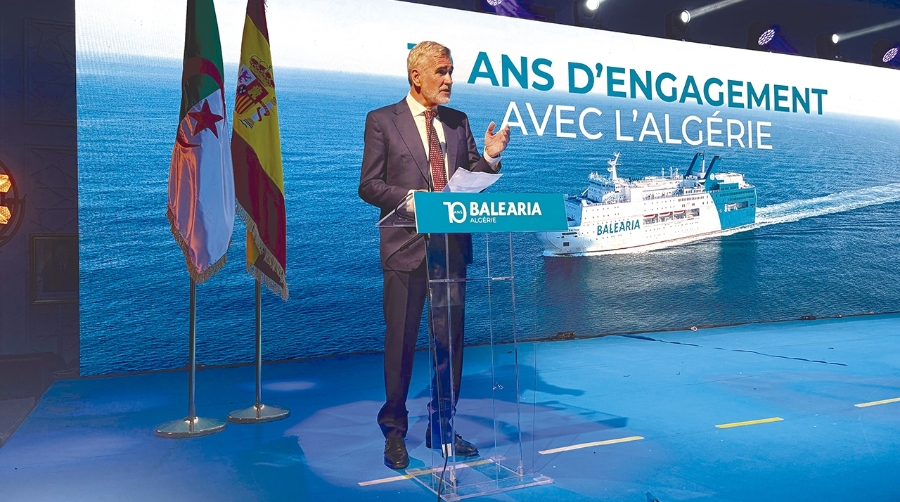 Adolfo Utor, presidente de Baleària, durante su intervención.