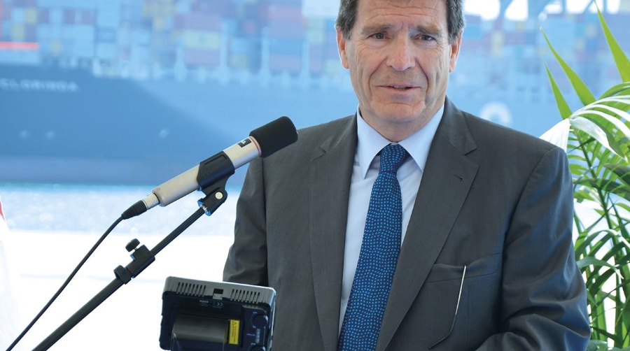 Aurelio Martínez, presidente de la Autoridad Portuaria de Valencia, durante un acto en el Puerto de Valencia. Foto: DP.