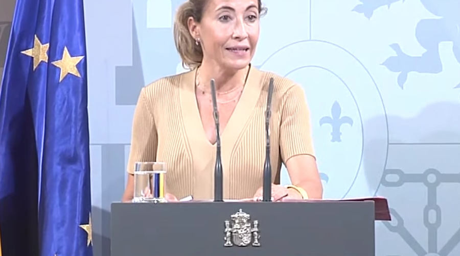 La ministra de Transportes, Raquel S&aacute;nchez, durante la comparecencia de urgencia de esta tarde.
