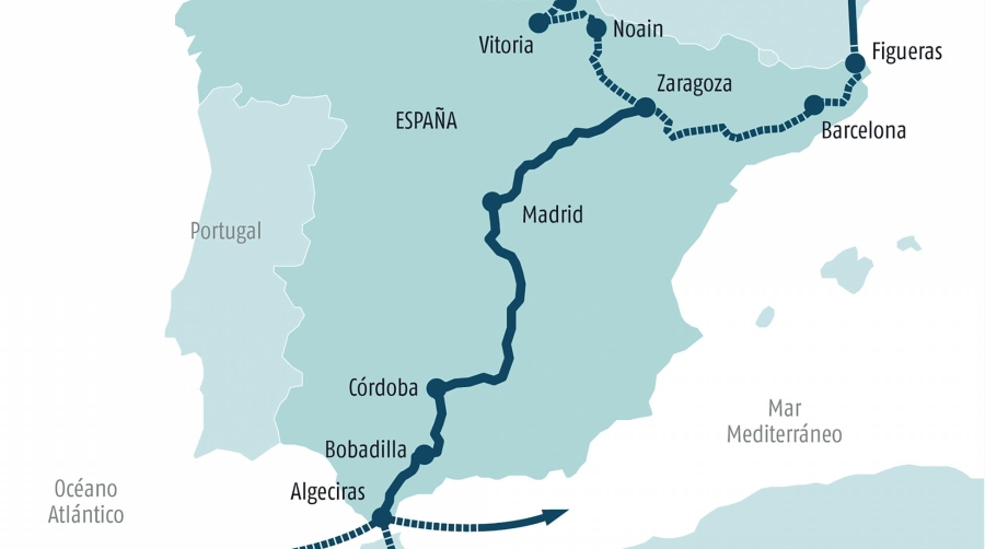 Prolongación de la autopista ferroviaria Algeciras-Zaragoza.
