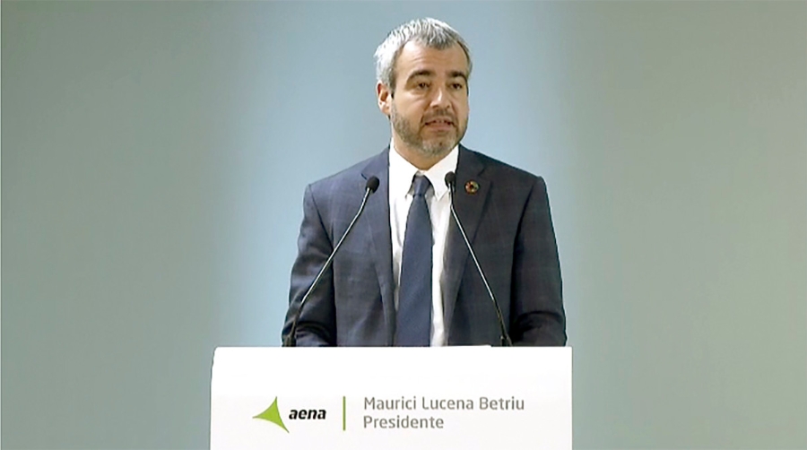 Maurici Lucena, presidente de Aena, durante la Juna de Accionistas de Aena celebrada ayer de manera telem&aacute;tica.