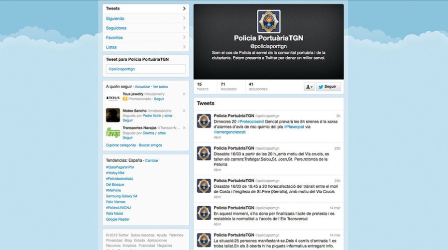 La Polic&iacute;a Portuaria de Tarragona se estrena en las redes sociales