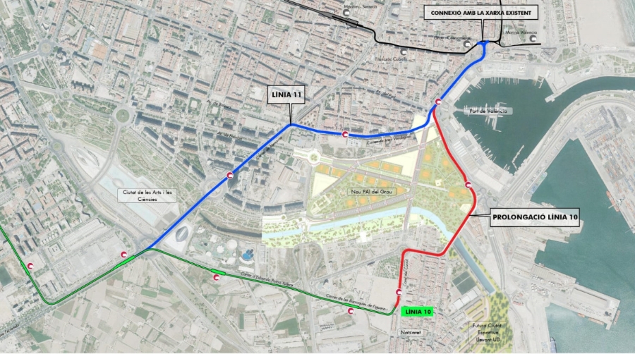 La nueva l&iacute;nea del tranv&iacute;a conectar&aacute; el centro de Valencia con la fachada mar&iacute;tima