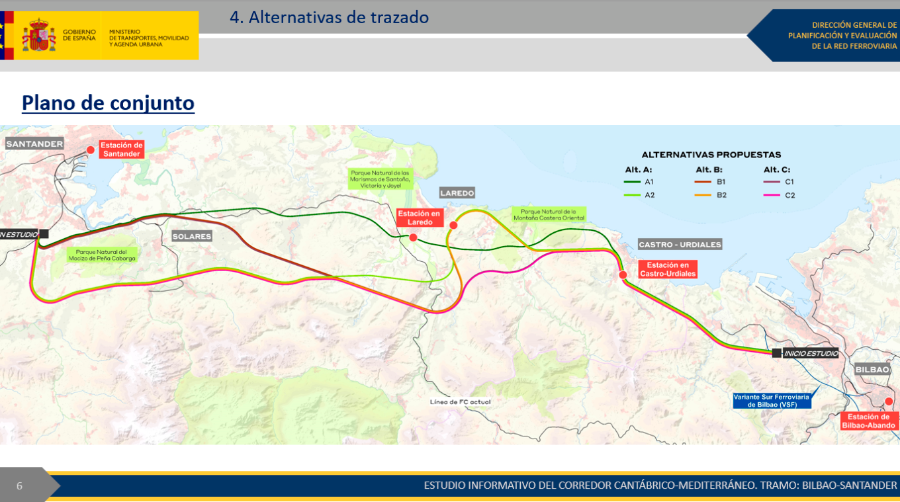 Transportes licita el nuevo estudio de viabilidad para la mejora de la línea ferroviaria Bilbao-Santander
