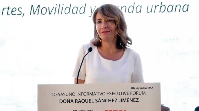 Raquel Sánchez, ministra de Transportes, esta mañana durante su intervención en el desayuno informativo.