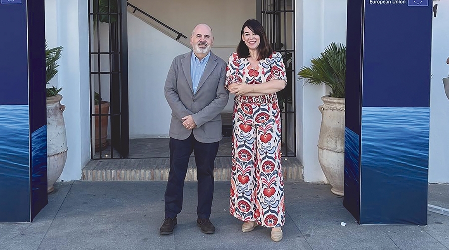 Carolina Navarro y Juan Manuel Díez a su llegada al acto de lanzamiento oficial de EIT Water.